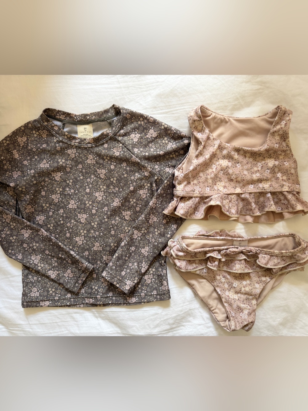 Floral Long-Sleeve Top and Ruffle Briefs Set